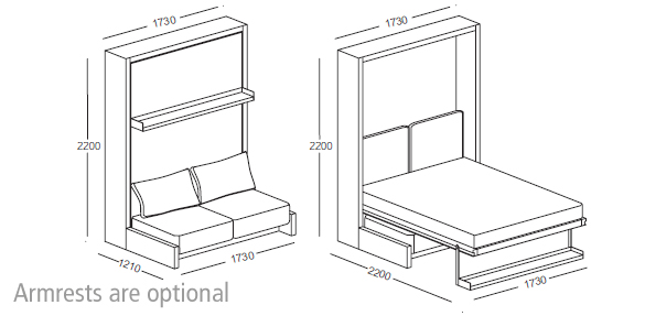 Nuovoliola 10 wall bed sizes